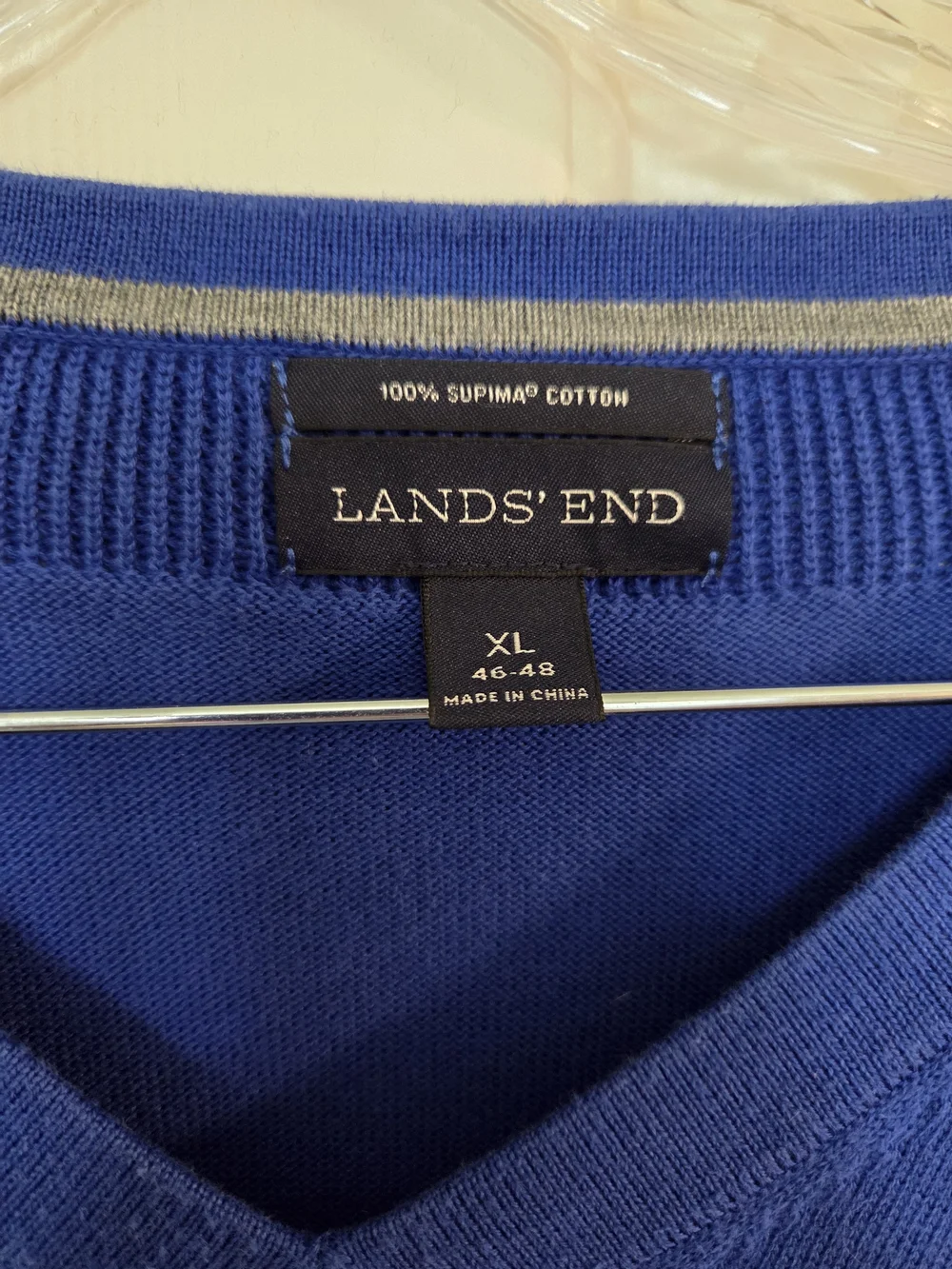 Lands' End Men's Royal Blue V-Neck Sweater